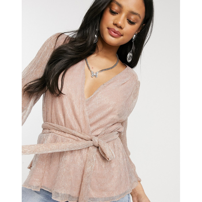 Forever New plisse wrap top...