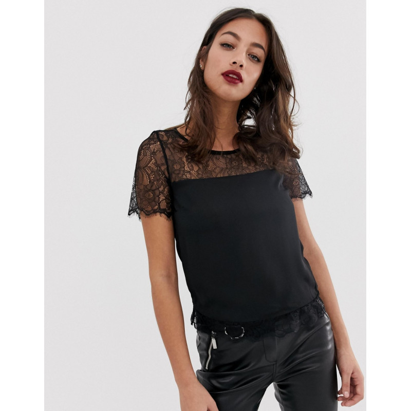 Lipsy lace top in black