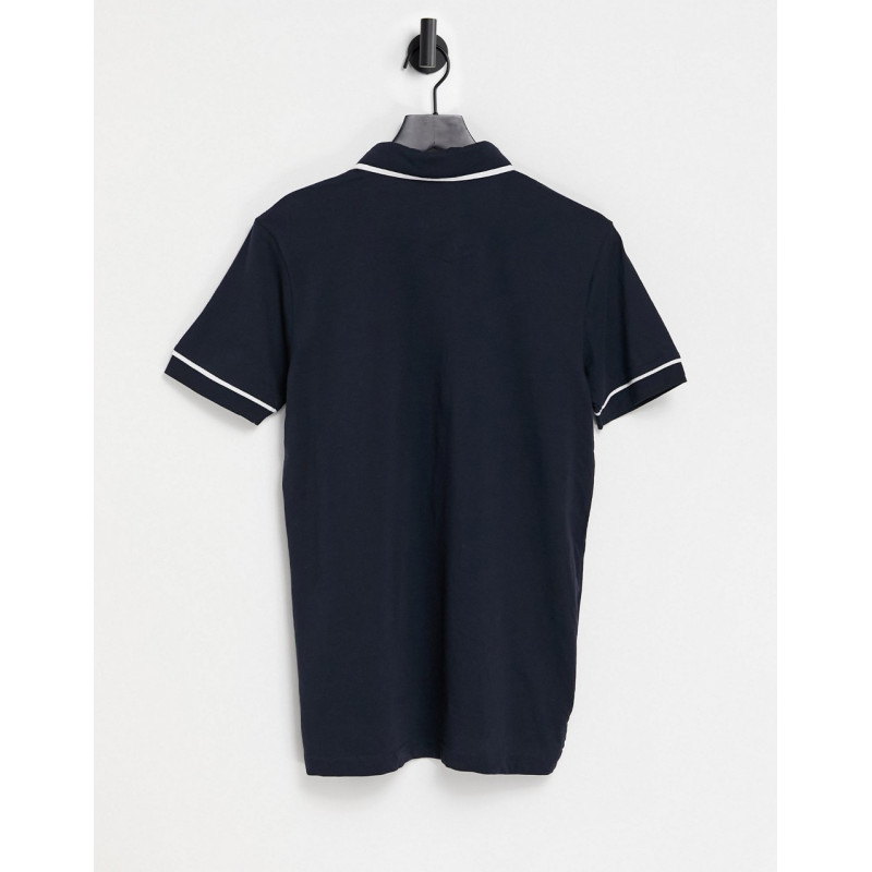 Brave Soul piping polo in navy
